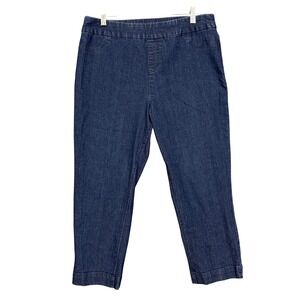 Soft Surroundings Jeans Womens Large Blue Pull On Denim Ankle Straight Stretch